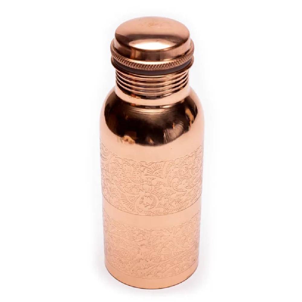 Copper bottle floral design etched 500ml