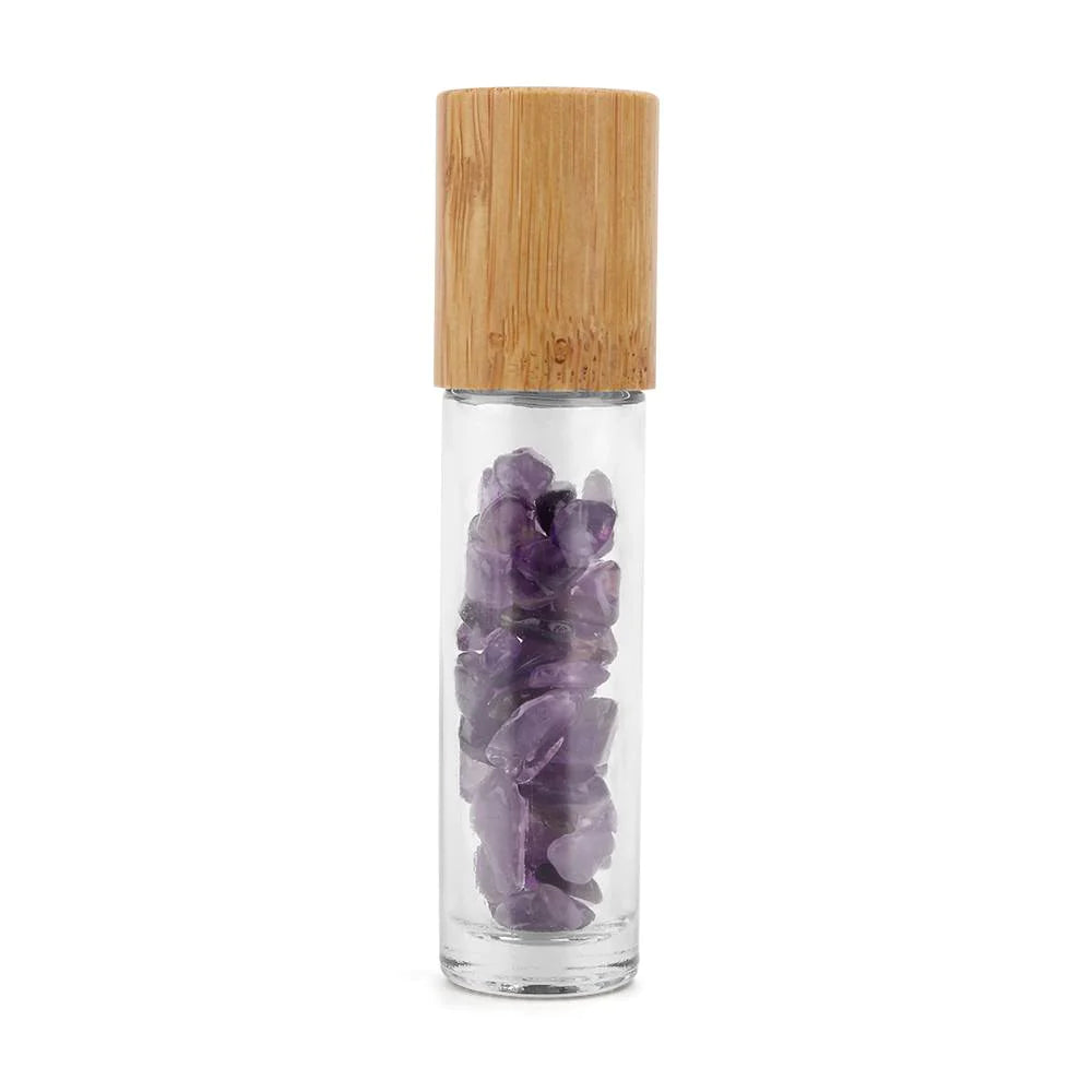Stikla pudelīte ar rullīti un kristāliem Ametists / Amethyst 10ml