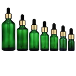 Load image into Gallery viewer, Zaļa stikla pudele Green Glass Bottle Gold &amp; Black 10ml-100ml
