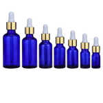 Ielādēt attēlu galerijas skatītājā, Zila stikla pudele Blue Glass Bottle Gold &amp; White 10ml-100ml
