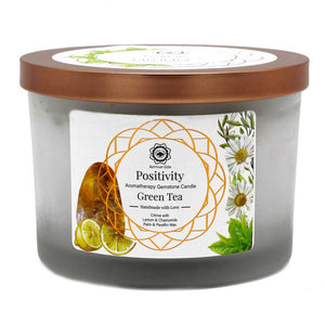 Svece ar dabīgiem akmeņiem Positivity Aromatherapy Gemstone Candle Green Tea 265g