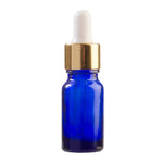 Load image into Gallery viewer, Zila stikla pudele Blue Glass Bottle Gold &amp; White 10ml-100ml
