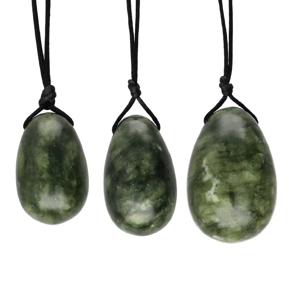 Akmens Nefrīts / Yoni Ola Nefrīts / Yoni Egg Green Jade with Hole 2x3cm / 2.5x4cm / 3x4.5cm