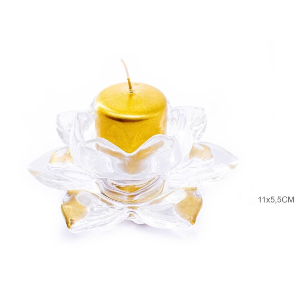 Stikla Svečturis Lotus 11x5.5cm