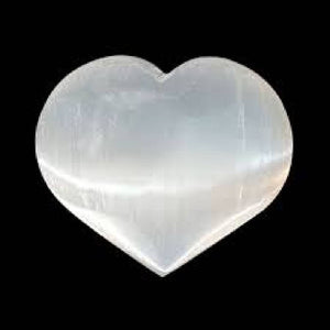 White selenite heart worry stones 50-55mm