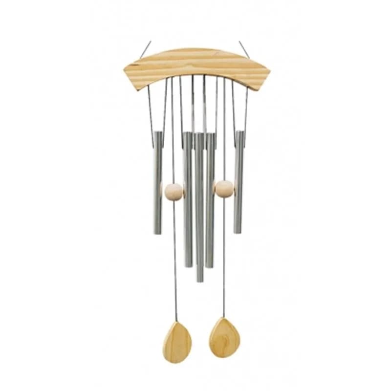 Windchime five chimes with natural wood 64cm