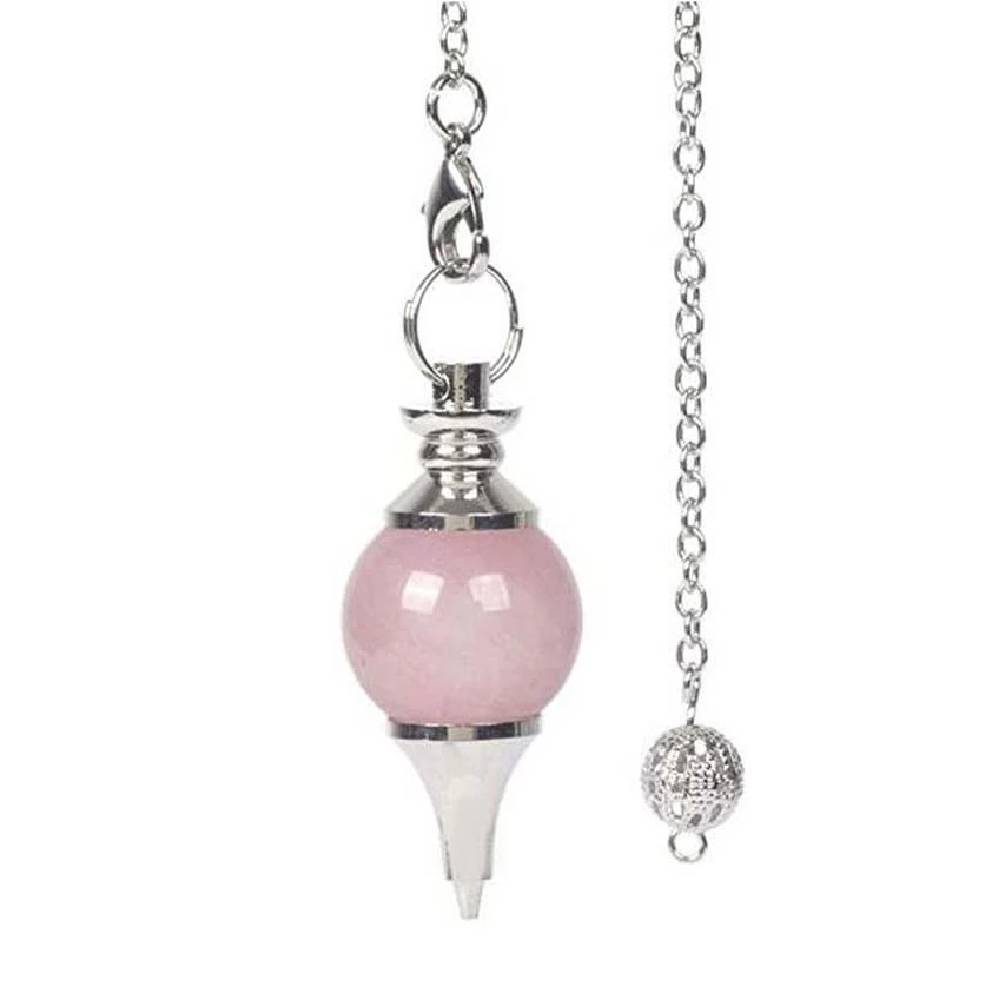Pendulum polished Rose Quartz & metal