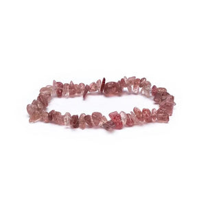 Bracelet strawberry quartz chips elastic
