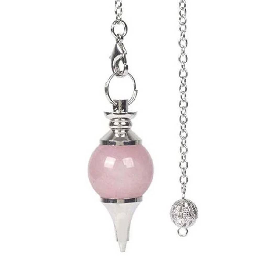 Pendulum polished Rose Quartz & metal