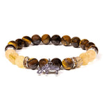 Load image into Gallery viewer, Bracelet tiger eye/ rutilated quartz with elephant 8mm
