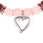 Load image into Gallery viewer, Bracelet rose quartz/strawberry quartz with heart 8mm
 
