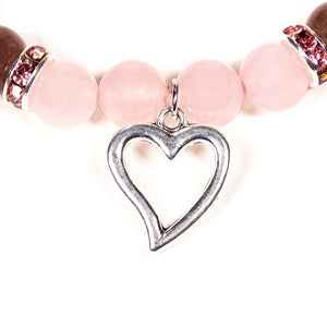 Bracelet rose quartz/strawberry quartz with heart 8mm
 