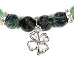 Load image into Gallery viewer, Earrings kambaba jasper/green aventurine with clover 

