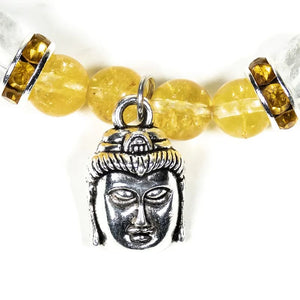 Stone Bracelet Citrine & Rock Crystal with Buddha 6-8mm
