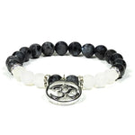 Load image into Gallery viewer, Bracelet labradorite/white agate with ohm 8mm
