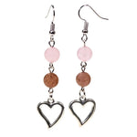 Load image into Gallery viewer, Earrings rose quartz/strawberry quartz with heart
 
