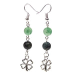 Load image into Gallery viewer, Earrings kambaba jasper/green aventurine with clover 
