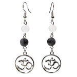 Load image into Gallery viewer, Earrings labradorite/white agate with ohm 8mm 
