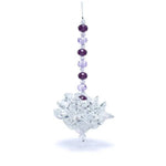 Load image into Gallery viewer, Feng Shui crystal lotus with purple chain 10cm
