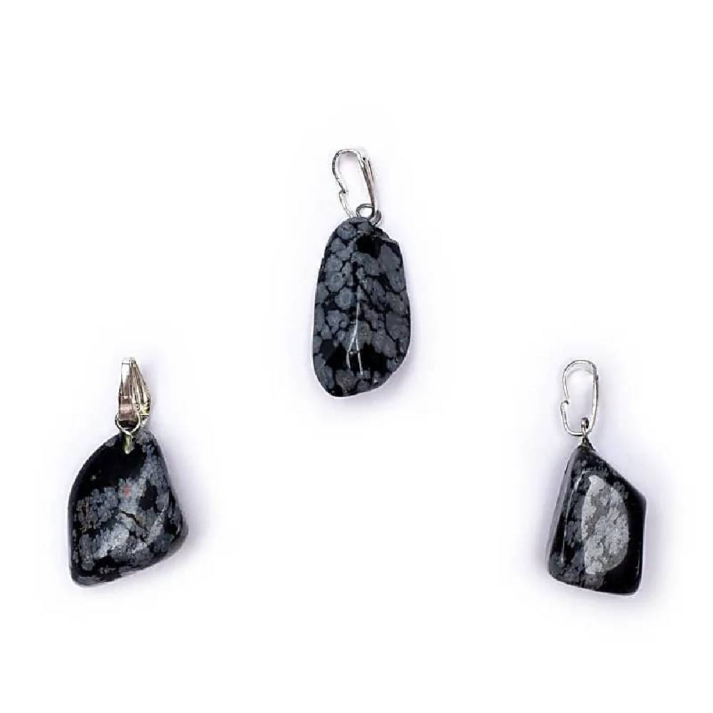 Kulons Pin Drilled Obsidiāns / Sniegpārslu Obsidiāns / Snowflake Obsidian 1.5cm - 3cm