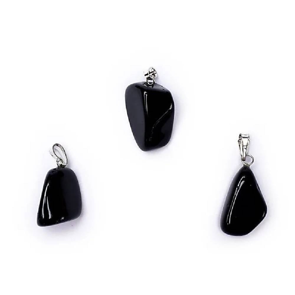 Kulons Pin Drilled Obsidiāns / Melnais Obsidiāns / Black Obsidian 1.5cm - 3cm