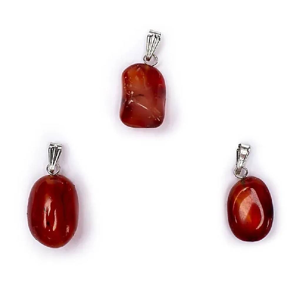 Red agate gemstone pendant pin drilled