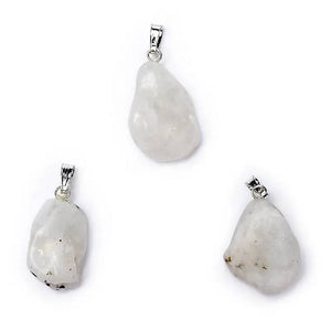 White moonstone gemstone pendant pin drilled 1.5cm - 3cm