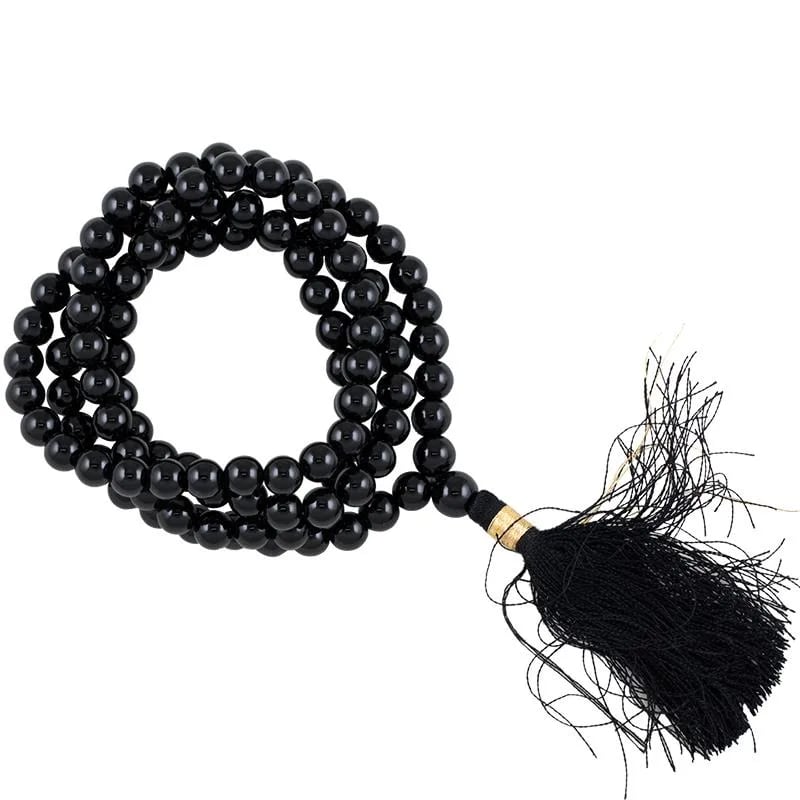 Mala Onyx black AA quality 108 beads 42cm