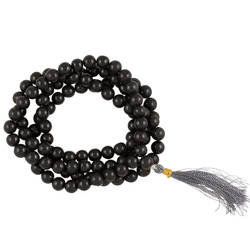 Mala black Agate 108 beads 34.5cm