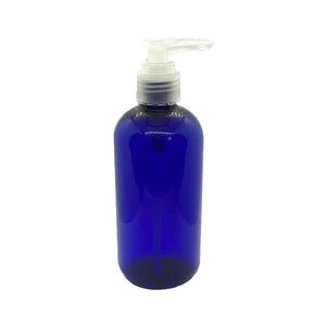 Blue plastic bottle with a pump 250ml