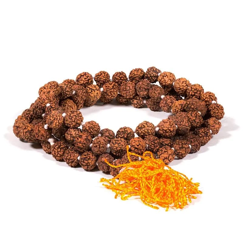 Mala Rudraksha 108 beads with orange tassel 57cm