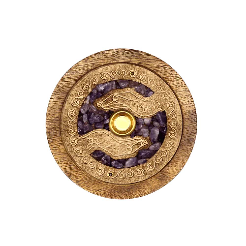 Paliktnis Smaržkociņiem un Konusiem Healing Hands ar Ametistu Ø10cm