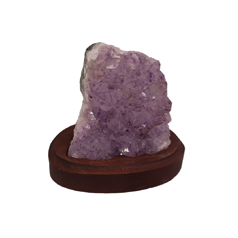 Neapstrādāts Akmens Ametists / Ametista Drūza ar Koka Paliktni / Amethyst 300-400gr