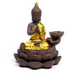 Загрузить изображение в средство просмотра галереи, Turētājs konusiem ar krītošu dūmu efektu Buddha &amp; Lotus 12x10x9cm
