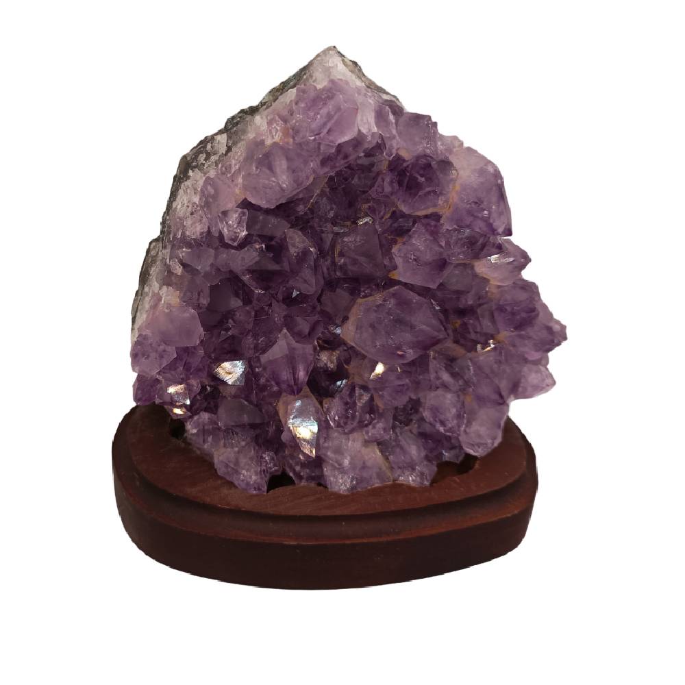 Neapstrādāts Akmens Ametists / Ametista Drūza ar Koka Paliktni / Amethyst 700-1000gr