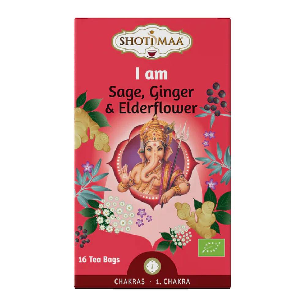 Shoti Maa BIO Tēja 1. Čakra / I Am - Salvija, Ingvers & Plūškoka Ziedi