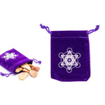 Ielādēt attēlu galerijas skatītājā, Samta Maisiņš Metatron Cube / Secred Geometry 7x9cm
