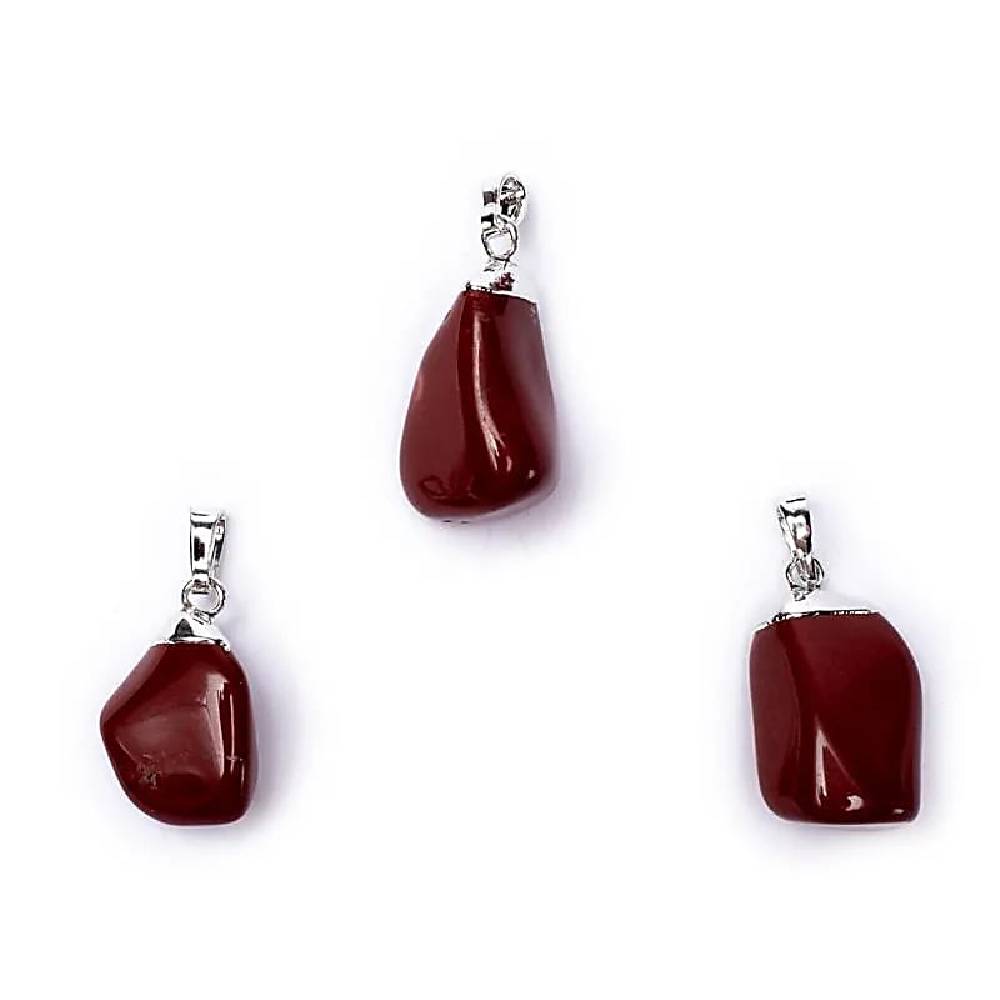 Red jasper gemstone pendant pin drilled cap 1.5cm - 3cm