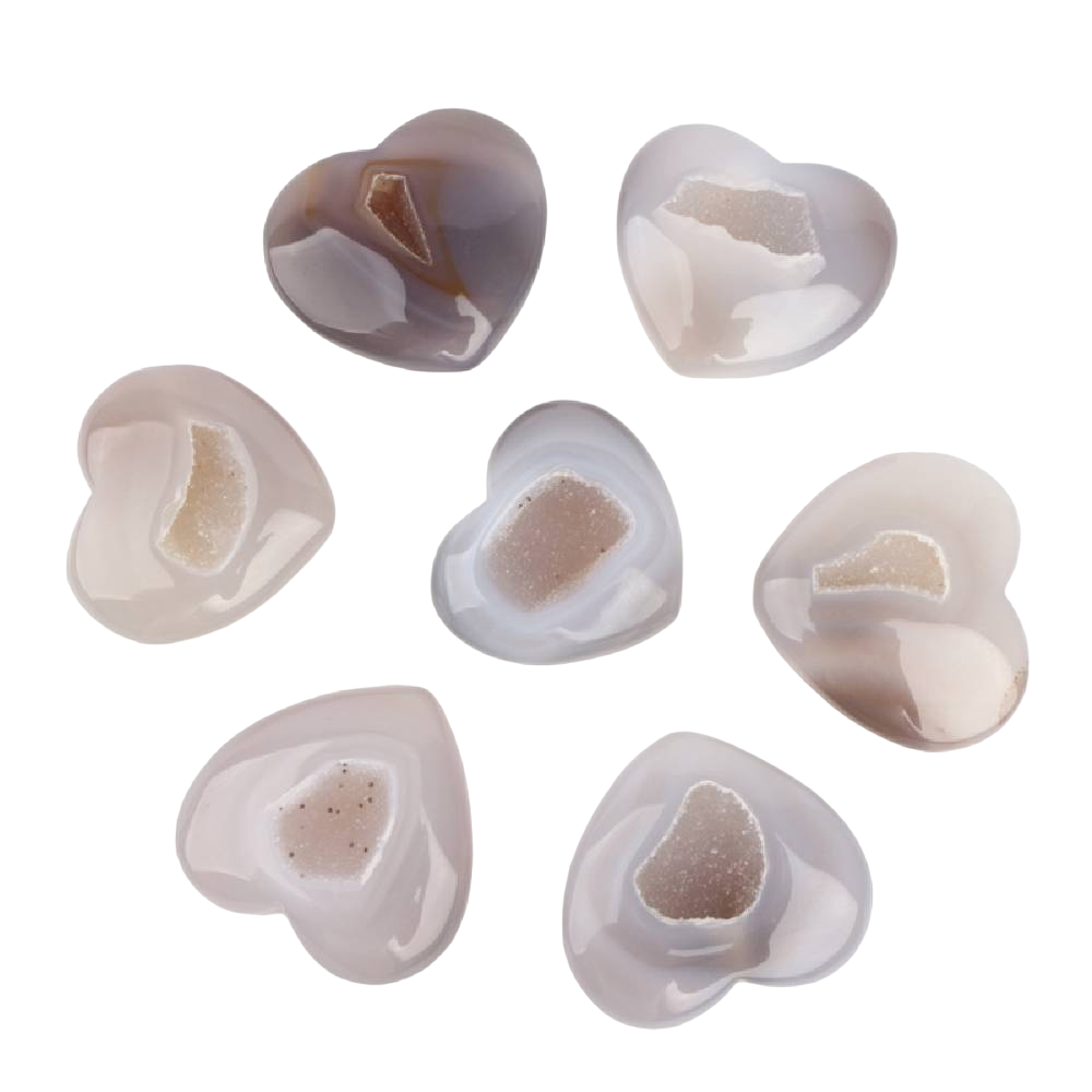 Akmens Ahāts / Agate Geode Heart Worry Stone 45-55cm