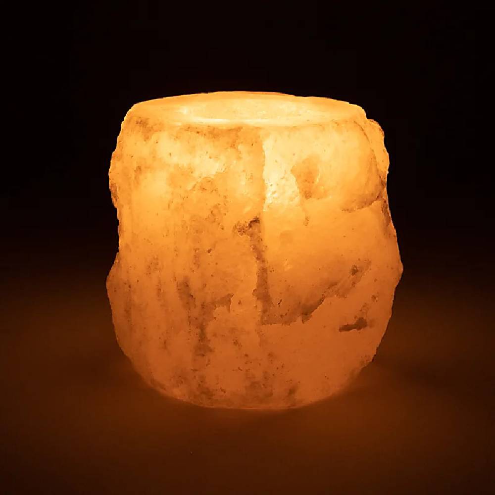 Svečturis Tējas Svecei Himalaju Sāls / Himalayan White Salt Candle Holder 1kg-1.2kg