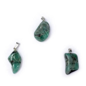 Emerald gemstone pendant pin drilled 1.5cm - 3cm