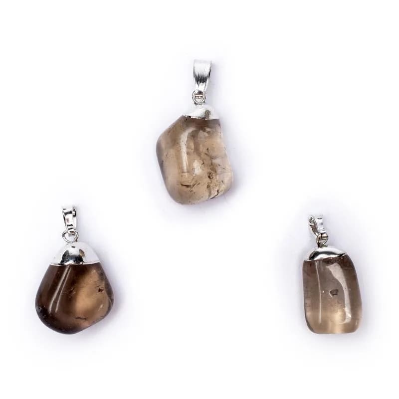 Smoky quartz gemstone pendant pin drilled cap 1.5cm - 3cm