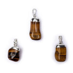 Load image into Gallery viewer, Tiger eye gemstone pendant pin drilled cap 2cm - 3cm
