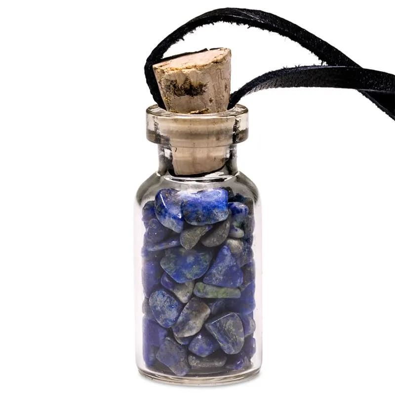 Стеклянная бутылка / Кулон из Лазурита / Lapis Lazuli 3.6см