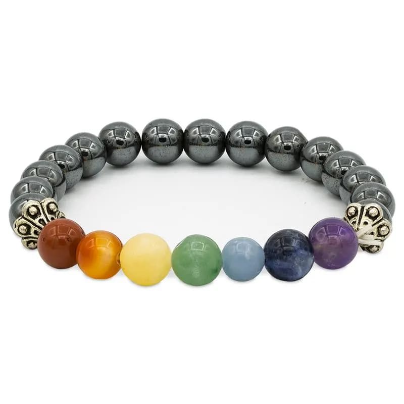 Stone Bracelet Hematite & 7 Chakra 8mm