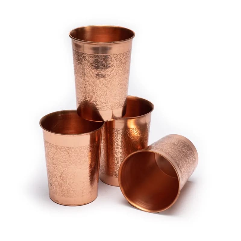 Copper cup floral design etched 250ml