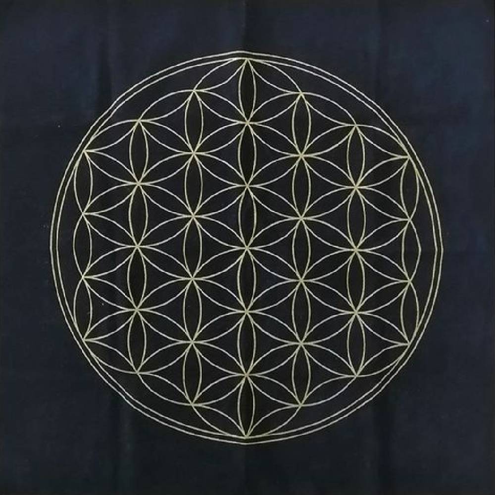Galdauts Dzīvības Zieds / Tarot & Rune Altar Cloth Flower of Life Gold 50x50cm