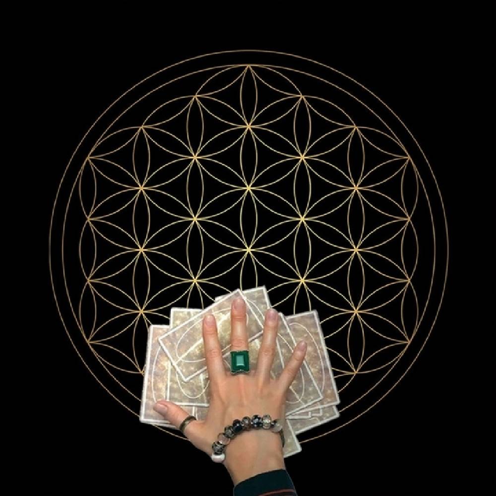 Galdauts Dzīvības Zieds / Tarot & Rune Altar Cloth Flower of Life Gold 50x50cm
