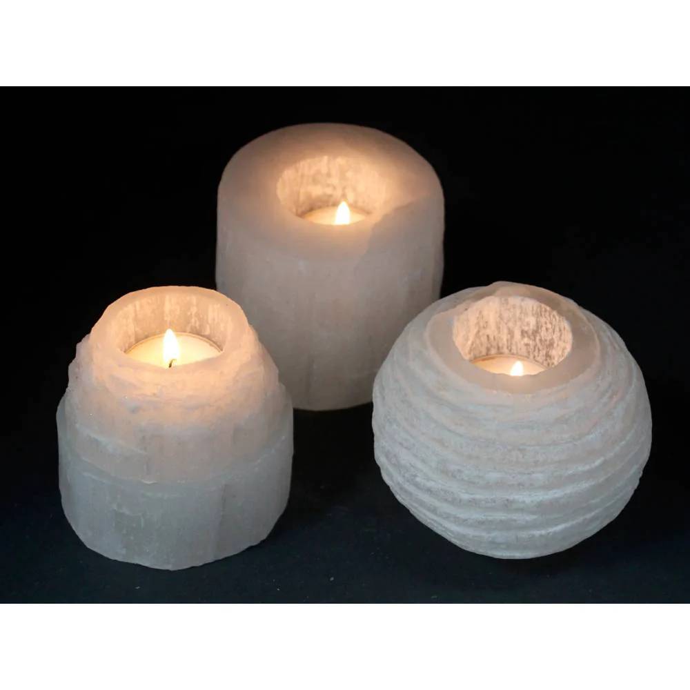 Svečturis Selenīts / Selenite Cylinder Candle Holder 8cm / 10cm / 15cm / 20cm