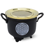 Load image into Gallery viewer, Black Cauldron Flower of Life 10x11cm with copper Lid
